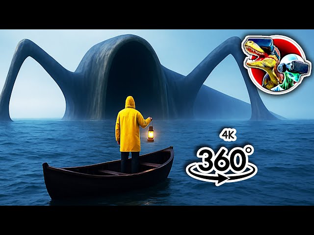 360° VR: Sea Eater Monster Spotted in the Dark Ocean From a Small Boat | 4K