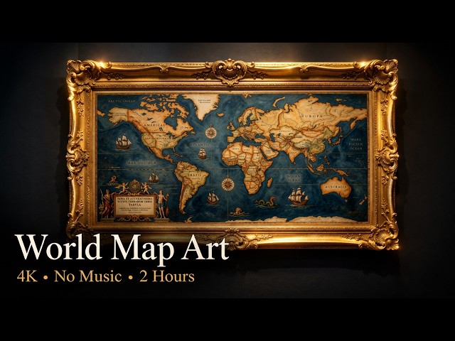 Vintage Antique World Map 4K Oil Painting 🌍 | Frame TV Art | Silent Screensaver 4K | No Music