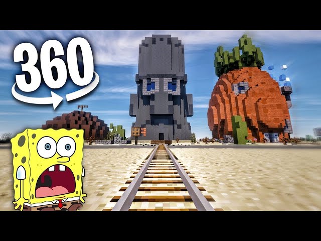 Minecraft SpongeBob Roller Coaster  360 VR virtual reality 360  videos realidad virtual vr