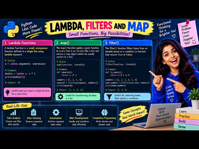 Python Lambda, Map & Filter Explained | Functional Programming for Beginners 🐍