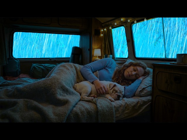 Rain Sounds for Sleeping | Soft Thunder & Steady Rain Around a Cozy Car | Relaxing ASMR Sounds