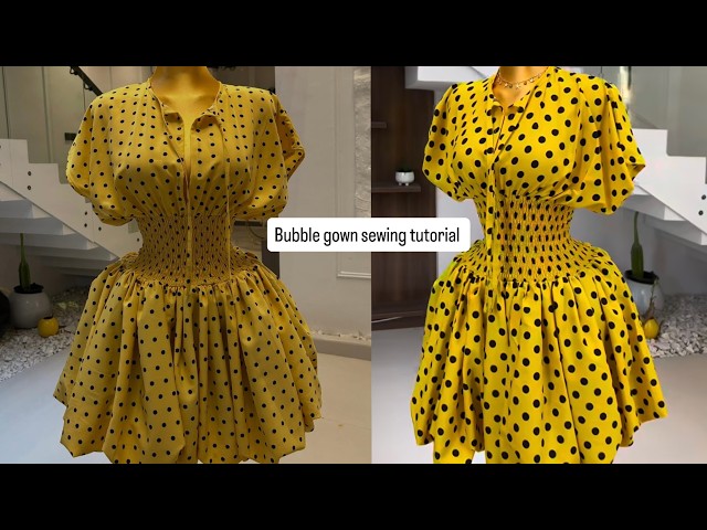 How to Cut and Sew a Trendy Bubble Dress | Easy Step by Step Tutorial | Shirred Doll Dress DIY