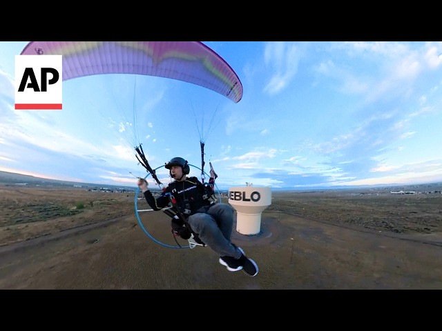 Air traffic controller commutes to work on a paramotor