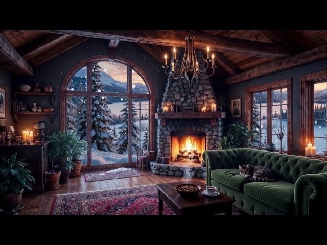 Cozy Winter Cabin ASMR ❄️ Crackling Fireplace & Snowfall Sounds (No Music) #Deep Sleep ASMR