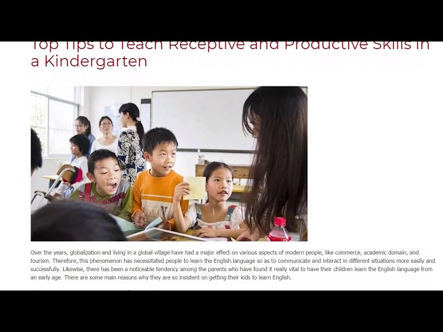 Top Tips to Teach Receptive and Productive Skills in a Kindergarten | ITTT TEFL BLOG
