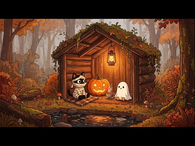 Cozy Halloween Forest 🍂 Mummy Cat & Little Ghost | Relaxing Fantasy Music