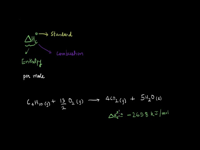 Standard enthalpy change for combustion | Thermodynamics | Chemistry | Khan Academy