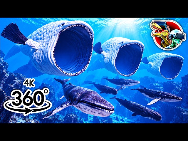 Giant Bloops Hunt and Eat Whales in the Deep Ocean | 360 video 4K