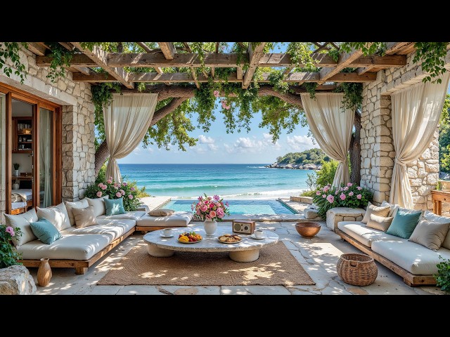 Oceanfront Coffee Sanctuary with Tropical Views | Smooth Jazz for Relaxation, Reading & Morning ☕🌊