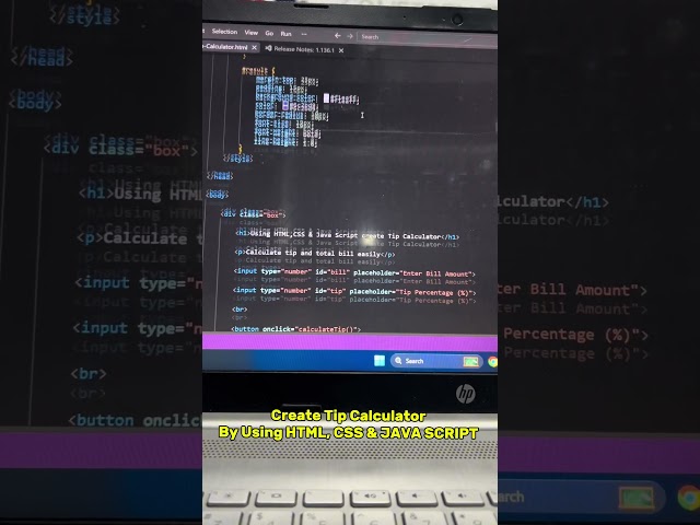 Create Tip Calculator By Using HTML CSS AND JAVASCRIPT #trending #viral #shorts