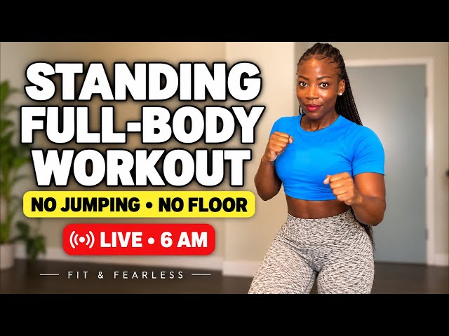 Standing Full-Body Workout 🔥 No Jumping • No Floor | LIVE