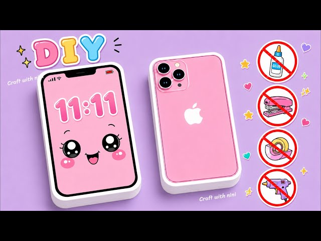 DIY cute mini phone notebook / no glue no tape craft / easy paper craft / cute art stationery 