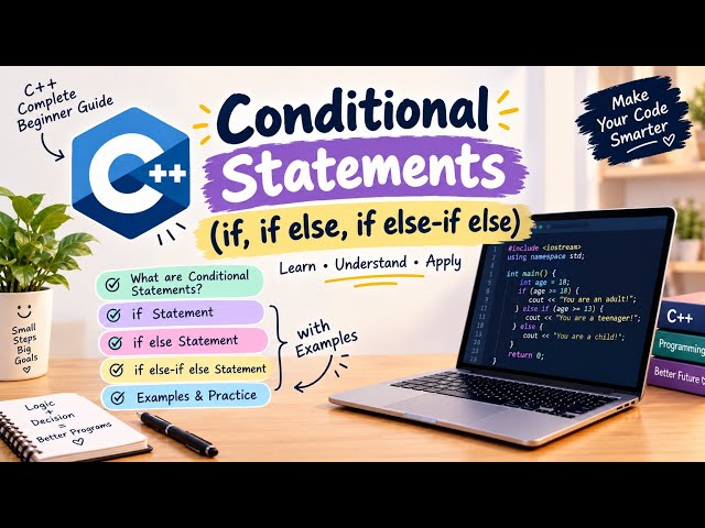 C++ Conditional Statements | if, if-else & if-else-if-else | C++ Beginners Tutorial