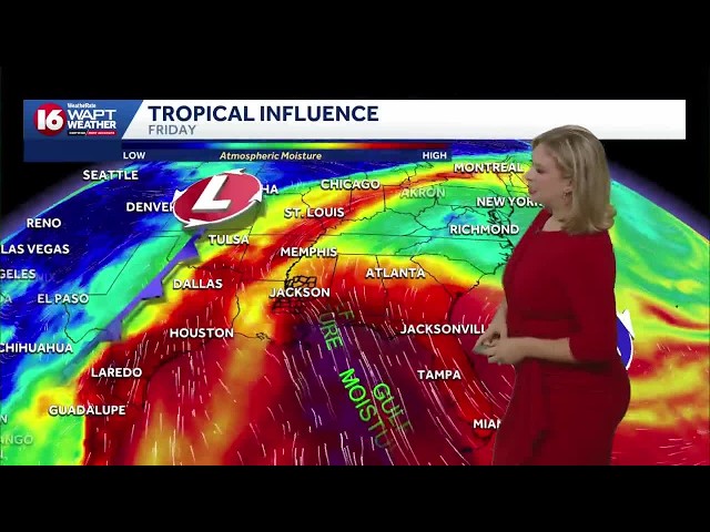 Late week tropical moisture, cold front could bring a rainy weekend