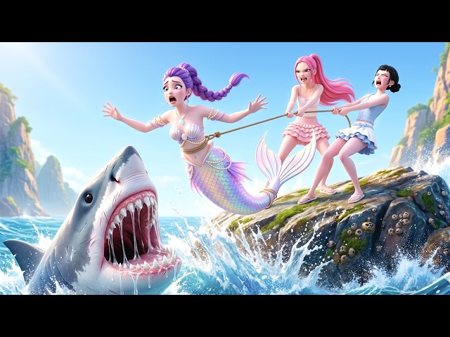 Kpop Music Demon Hunters Songs:  RESCUE THE MERMAID RUMI FROM THE SHARK CLIFF 🧜‍♀️🦈