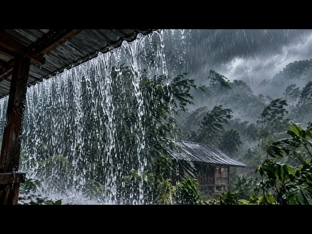 99% Fall Asleep Fast! Heavy Rain, Strong Wind & Powerful Thunder ⛈️ (No Ads) | Deep Sleep