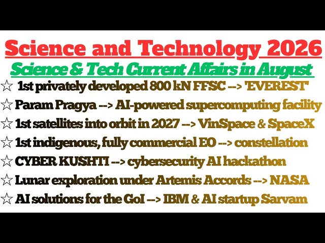 Science and Technology 2026 | Science related Current Affairs | Sci & Tech #wbcs #pscmiscellaneous