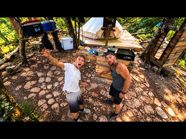 Beautiful Cobble Stone Floor In Our Outdoor Off-Grid kitchen 