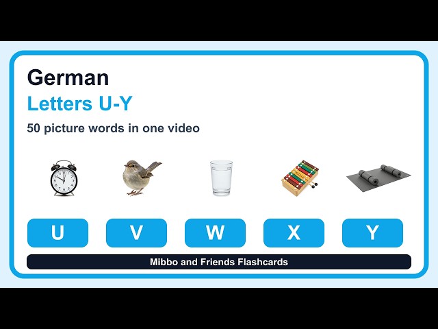 German Letters U-Y Flashcards | 50 Words