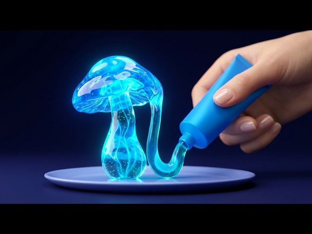 A Glowing Neon Mushroom Squeezed From a Paint Tube 🍄✨ | Oddly Satisfying AI ASMR