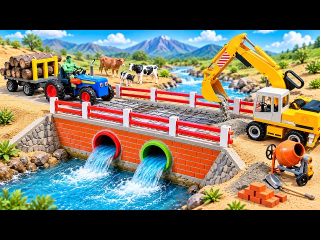 DIY Mini Tractor Builds Strong Bridge Using Brick With Excavator | Fun Construction Science Project