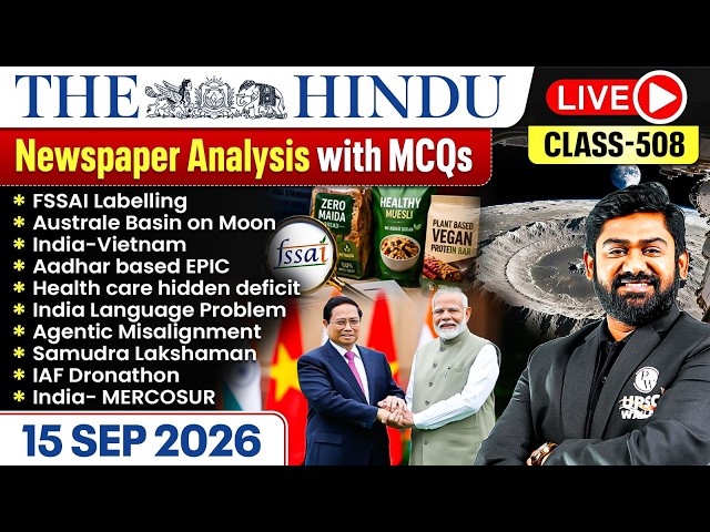 The Hindu Analysis - 15th September | The Hindu Newspaper Today with MCQs | Aasim Sir
