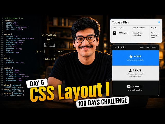 👉 Day 6: CSS Layout & Positioning | Display, Position & Layout Basics | FREE Full Stack Course