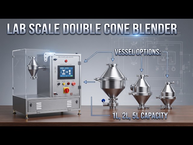 Lab Double Cone Blender: 1 Liter for R&D and Pilot Batches