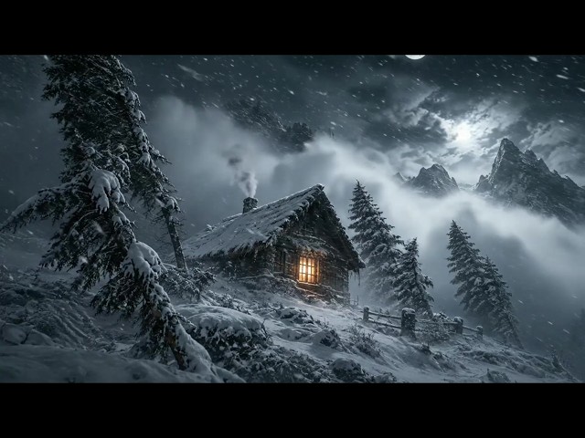 The Cabin Beyond the Blizzard ❄️ Heavy Snowfall, Warm Fire & Peaceful Winter Ambience