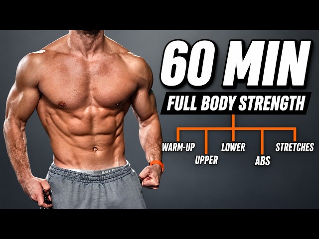 60 Min FULL BODY STRENGTH Workout | No Equipment & No Repeat | Rowan Row