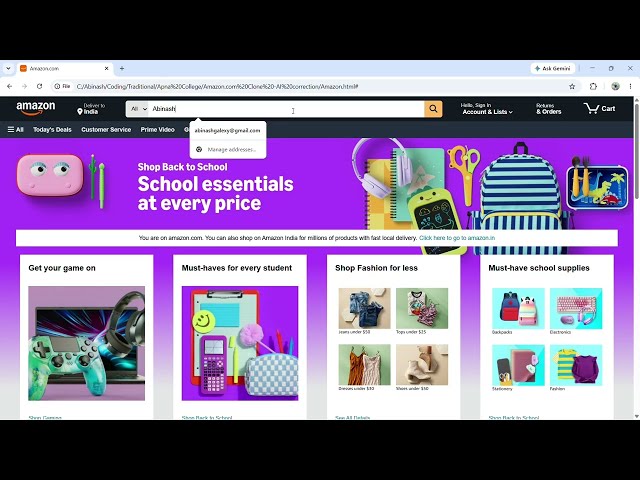 Amazon Clone Using HTML and CSS
