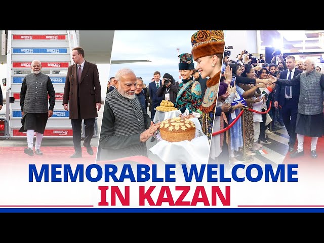 Warm reception for PM Modi in Kazan, Russia