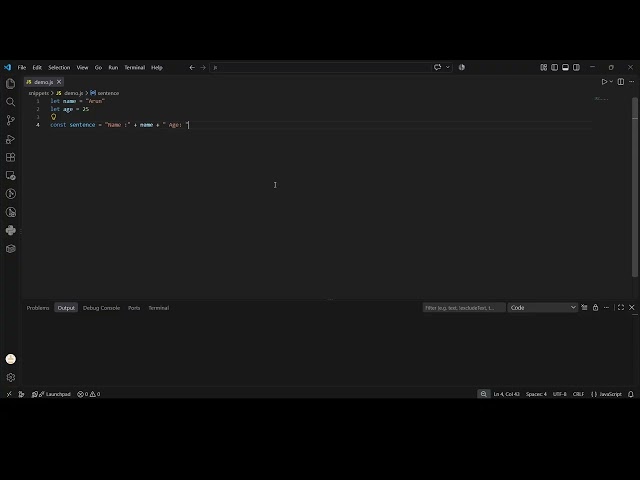 template literal in JavaScript