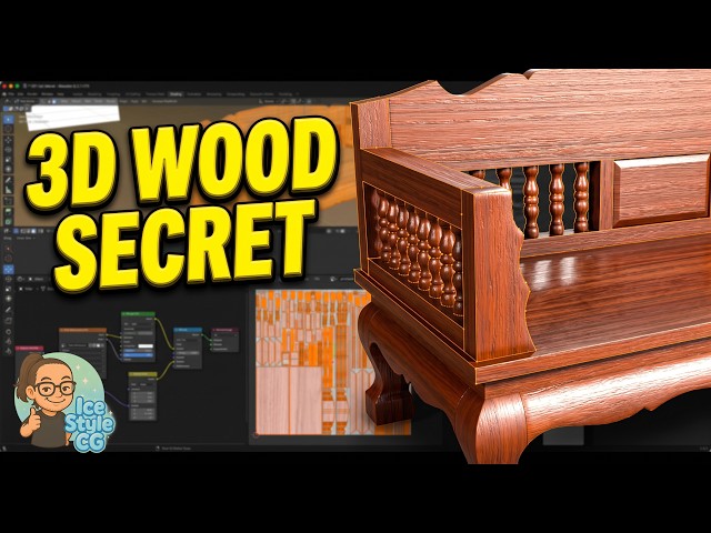 Blender 3D Timelapse: Vintage Wood Chair ✨ #blender3d #3dmodeling #timelapse #satisfying #3dart