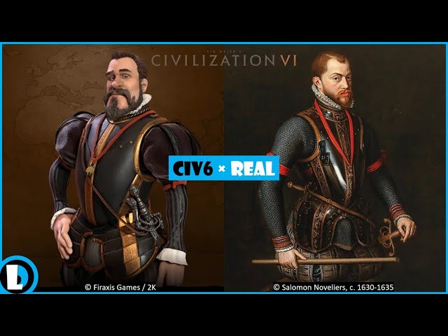 Leaders in Civ6 x Real-world Illustration | Sid Meier's Civilization VI | Comparison
