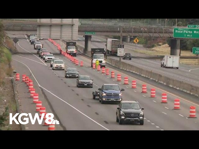 A look at Portland traffic on Saturday, the first morning of I-5 south closure