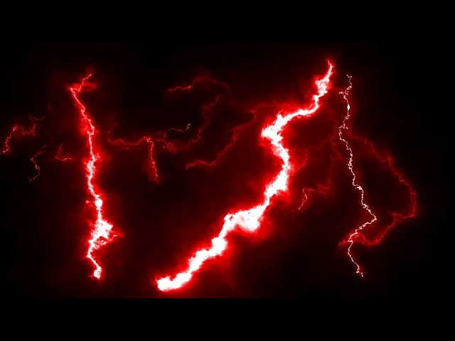 11 Hours of Red Screen Lightning 4K | Intense Thunderstorm Live Wallpaper