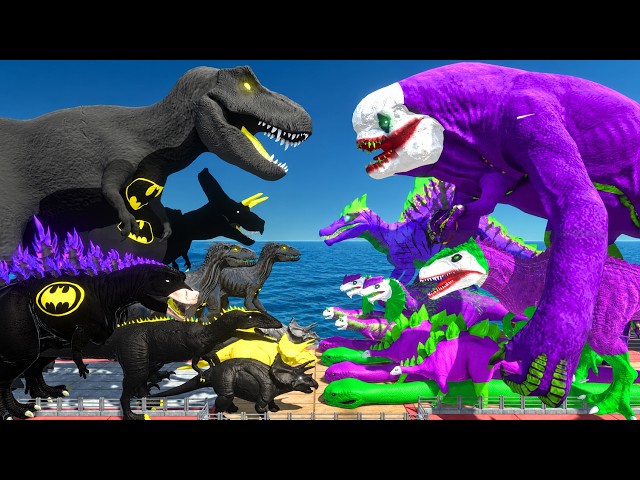Batman T-Rex vs Joker D-Rex | Dinosaurs Bridge Challenge | Animal Revolt Battle Simulator