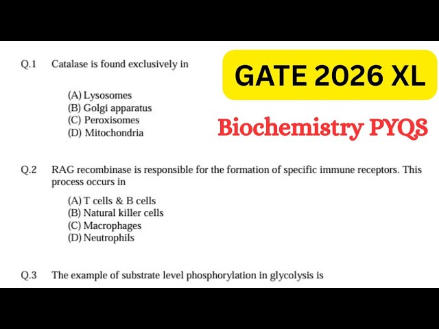 GATE XL PYQs 2026|GATE LIFESCIENCE Solved pyqs|GATE MCQ questions for lifescience/biochemistry #gate