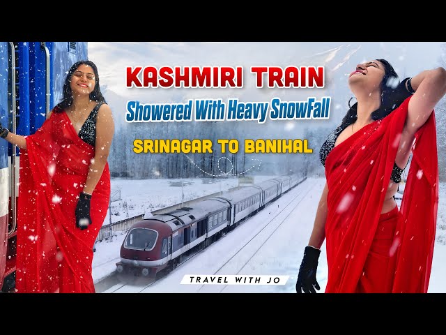 Kashmir Valley Train Journey | Srinagar to Banihal Train in snowfall ❄️ peak winter | Travel with Jo