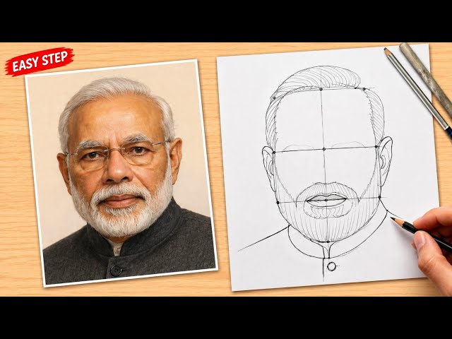 How to draw Narendra Modi drawing | Narendra Modi outline drawing | EASY Narendra Modi drawing 