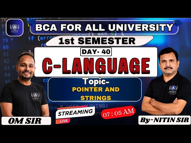 #bca BCA 1st Semester | C Language | Day-40 | Pointer and strings | By Nitin Sir