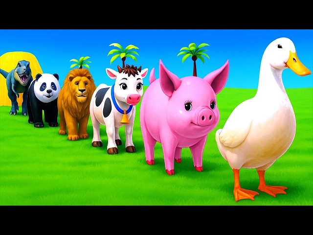 Long Slide Game With Cow Elephant Gorilla Hippopotamus Tiger 3d Animal Game Funny 3d Animals