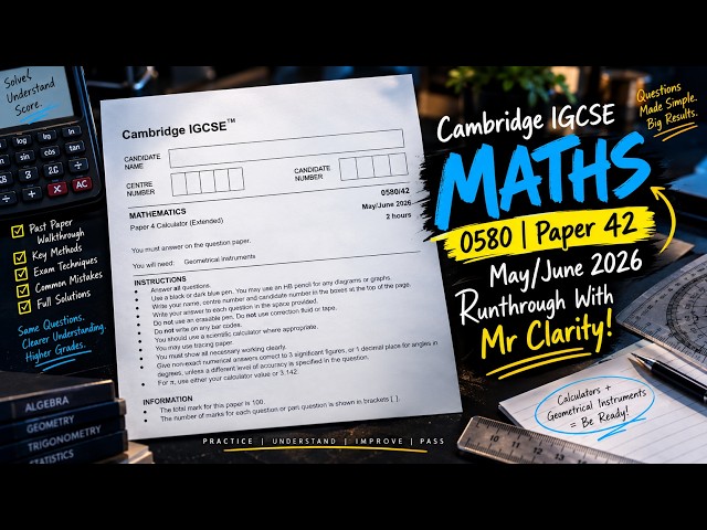 Video 10 | IGCSE Maths 0580 | May/June 2026 Paper 42 🔥 | Question 10(a–b)