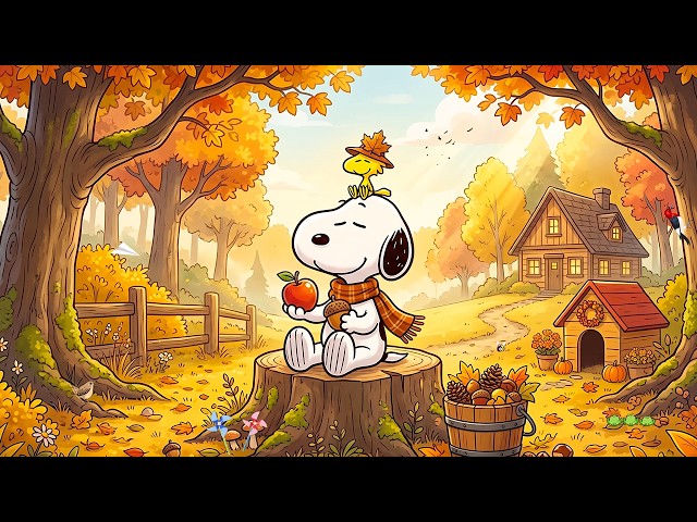 Snoopy’s Cozy Autumn Harvest Morning 🍎 Gentle Jazz for Coffee, Study & Relaxation