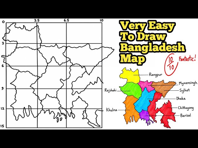 How To Draw Bangladesh Map | Easy Bangladesh Map Drawing Step By Step | Colouring Map