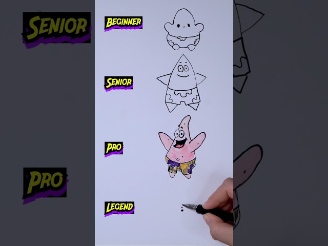 How to Draw Patrick: Beginner vs LEGEND #shorts #art #drawing #painting