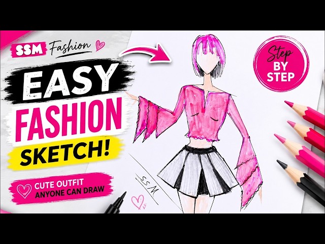 Fashion Sketch Made Easy 👗 Stylish Outfit Drawing Tutorial for Beginners