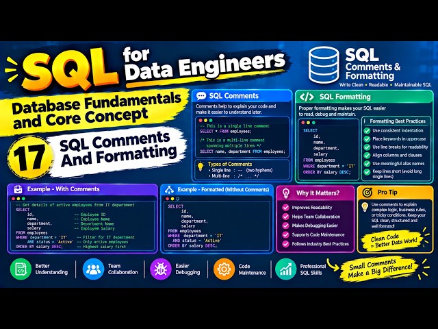 17 . SQL for Data Engineers - Database Fundamentals and Core Concept   - Sql Comments And Formatting