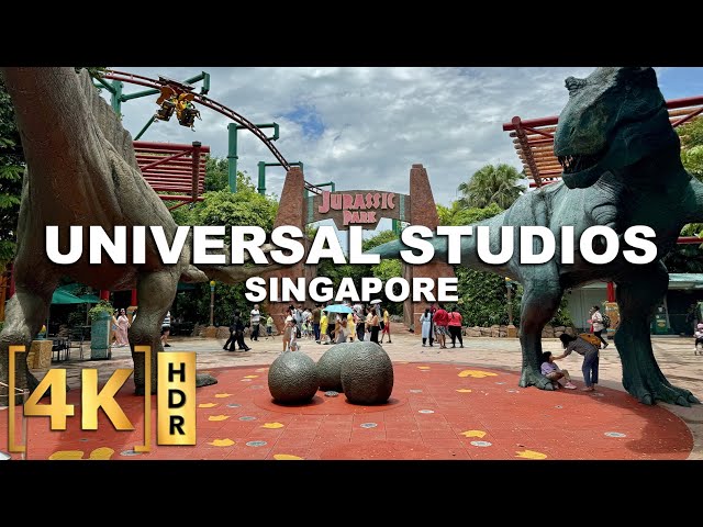 Full Walking Tour of UNIVERSAL STUDIOS SINGAPORE! | Dinosaur Shows & POV Ride Tours | Sentosa Island